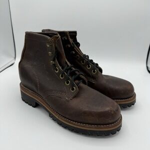 Vintage Chippewa Work Boots 25290 Brown‎ Leather Women's Size 5 Vibram